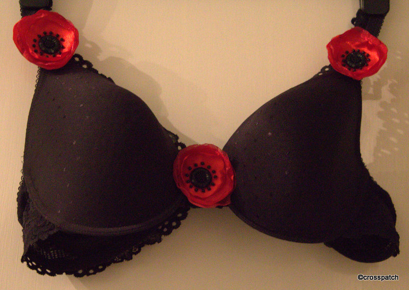 a bra decorated for the November goup challenge